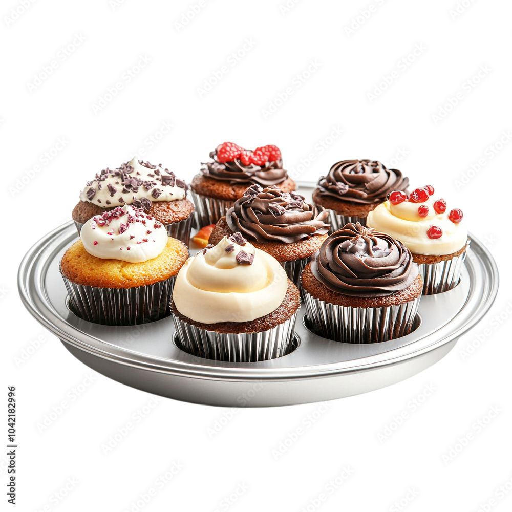 muffin tins with cupcakes on a plate on a transparent background muffin tins with cupcakes on a plate on a transparent background