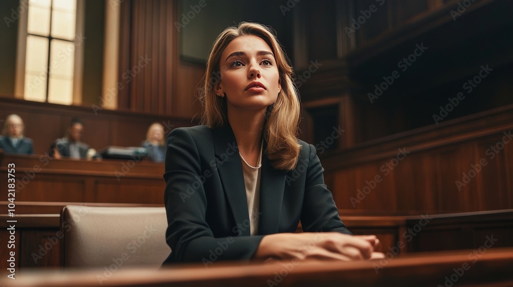 Court of Justice and Law Trial: Successful Female Prosecutor Presenting the Case, Making Passionate Speech to Judge, Jury. Attorney Lawyer Protecting Client with Closing Not Guilty Arguments. Court of Justice and Law Trial: Successful Female Prosecutor Presenting the Case, Making Passionate Speech to Judge, Jury. Attorney Lawyer Protecting Client with Closing Not Guilty Arguments.