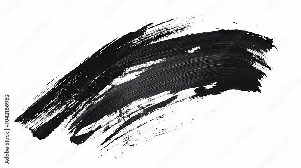 The textures of black brush strokes are isolated on a white background. paintbrush halftones, paint streaks, stripes, traces, and spots are painted on the surface. Brush Stroke Texture. Illustration