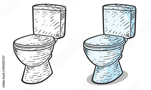 toilet hand drawn engrave style vector art icon