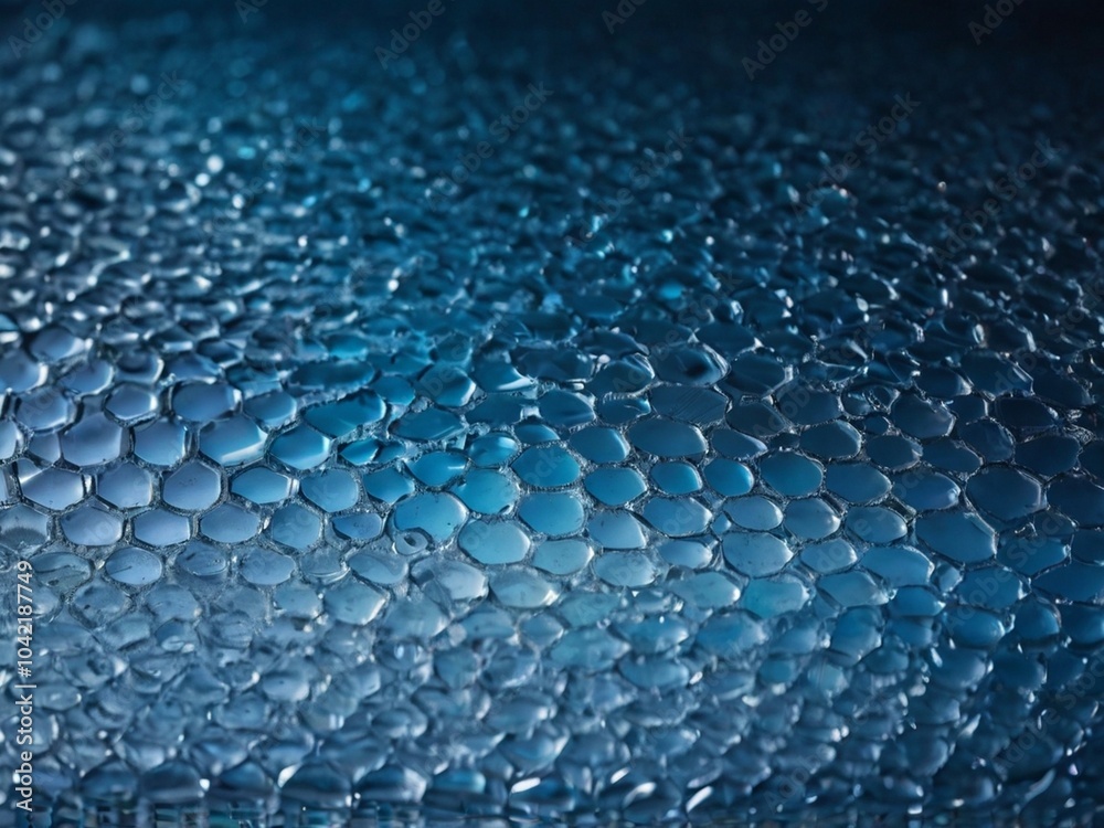 Naklejka premium blurred winter luxury background featuring snow and a frosty glass textured surface. This digital backdrop showcases a stunning blue gradient and an electronic diode effect, perfect for December