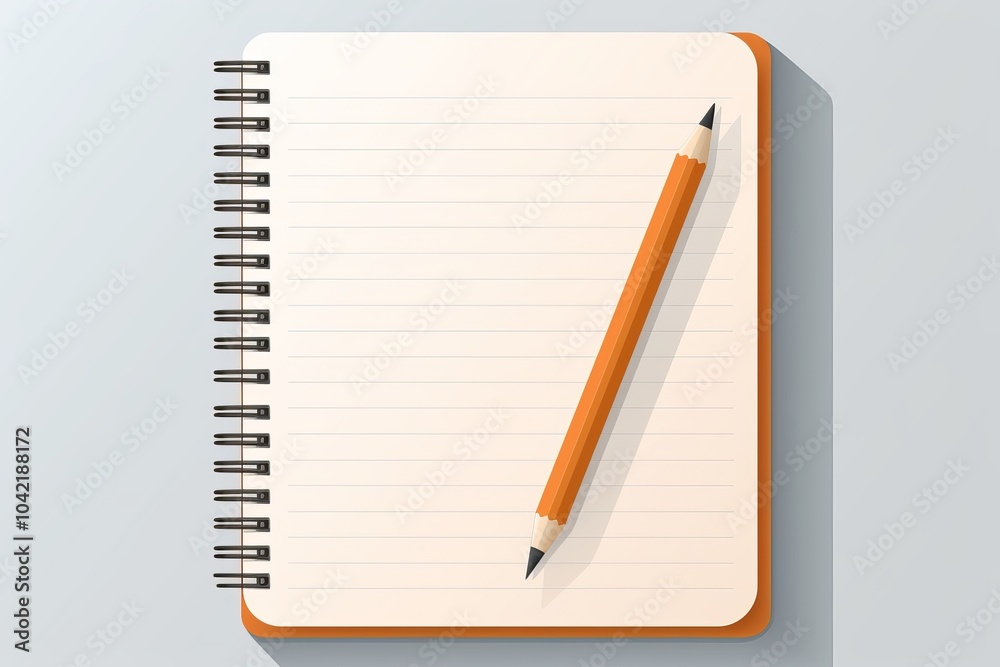 Blank notebook and pencil on a gray background ready for writing or drawing ideas Blank notebook and pencil on a gray background ready for writing or drawing ideas