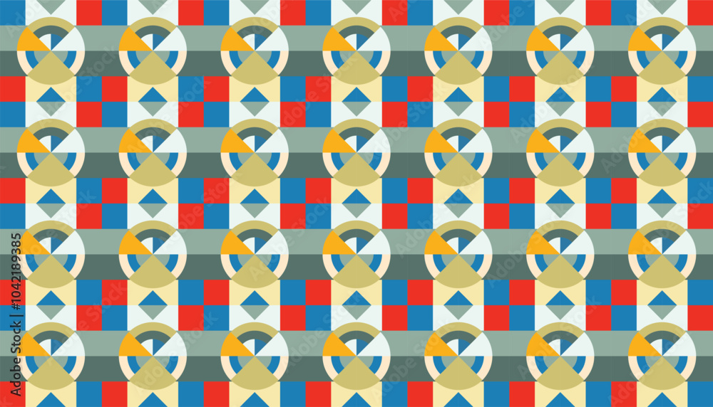 Obraz premium Seamless geometric pattern combination of colorful shapes. Perfect for printing, design backgrounds, wallpaper and tiles, gift wrapping