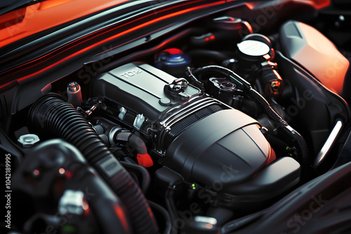 Wallpaper Mural Closeup view of car engine in modern auto Torontodigital.ca