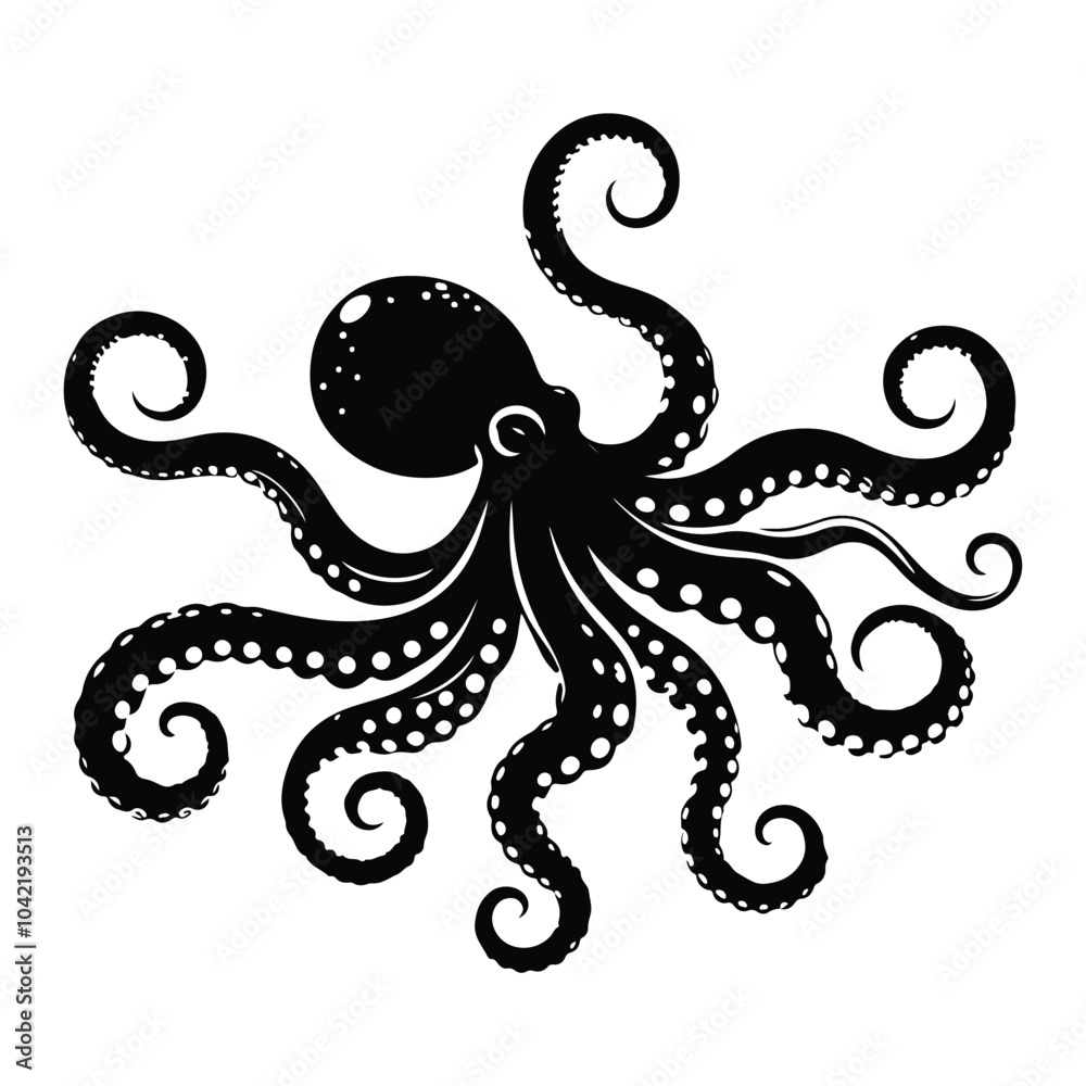 silhouette of a Octopus on vector white background silhouette of a Octopus on vector white background