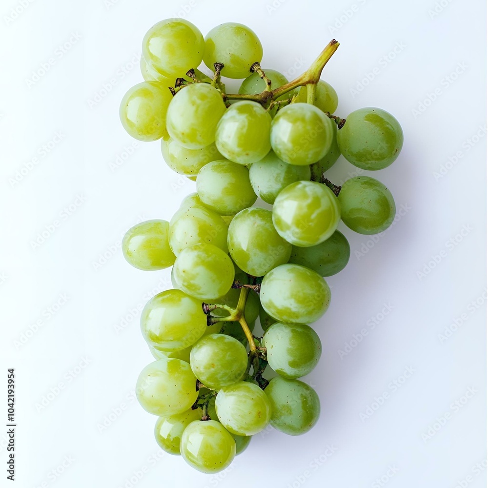 Green grapes bunch with shadow on white background. Green grapes bunch with shadow on white background.