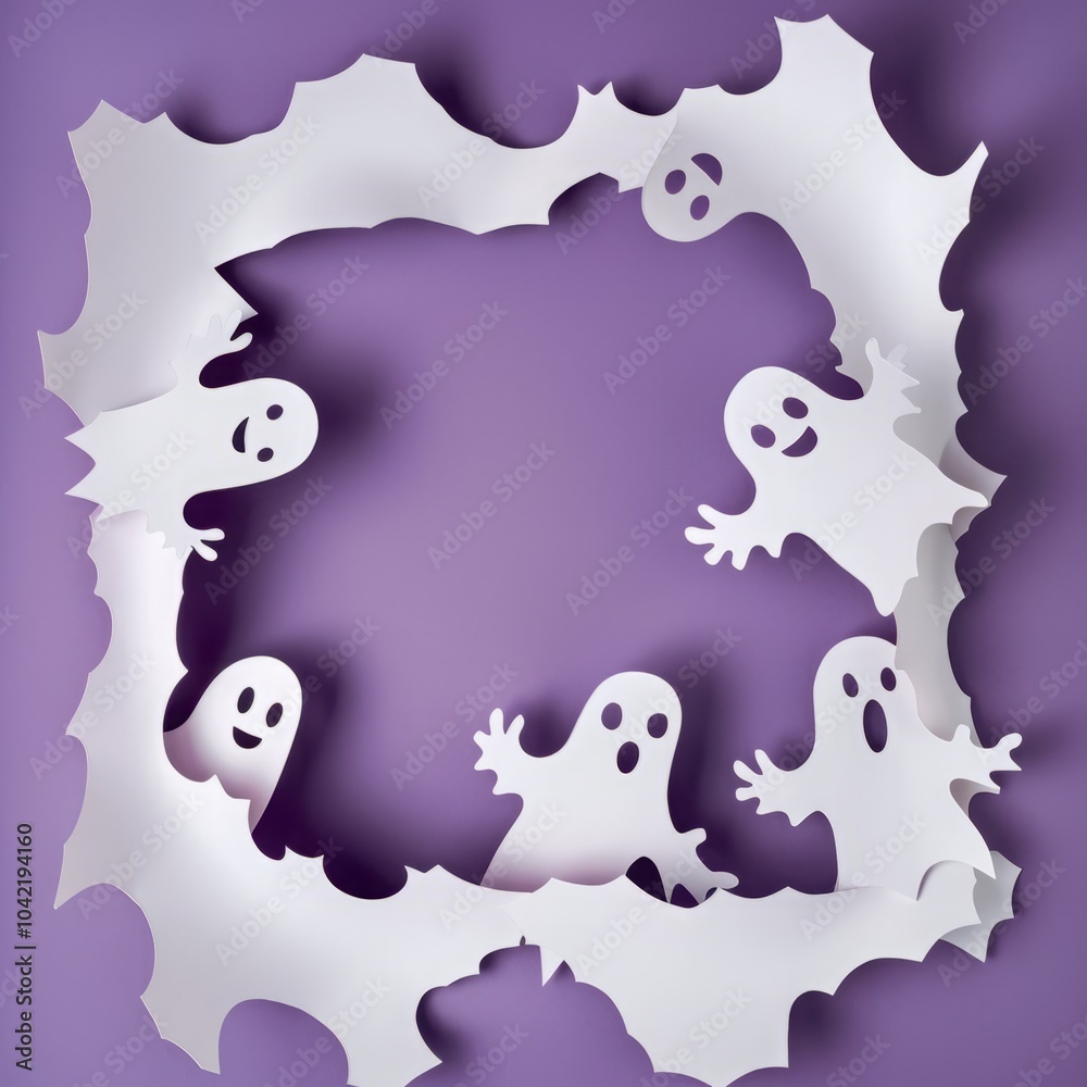 Obraz premium paper ghost on purple background.