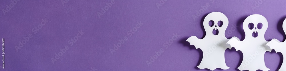 paper ghost on purple background. paper ghost on purple background.