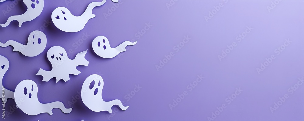 paper ghost on purple background. paper ghost on purple background.