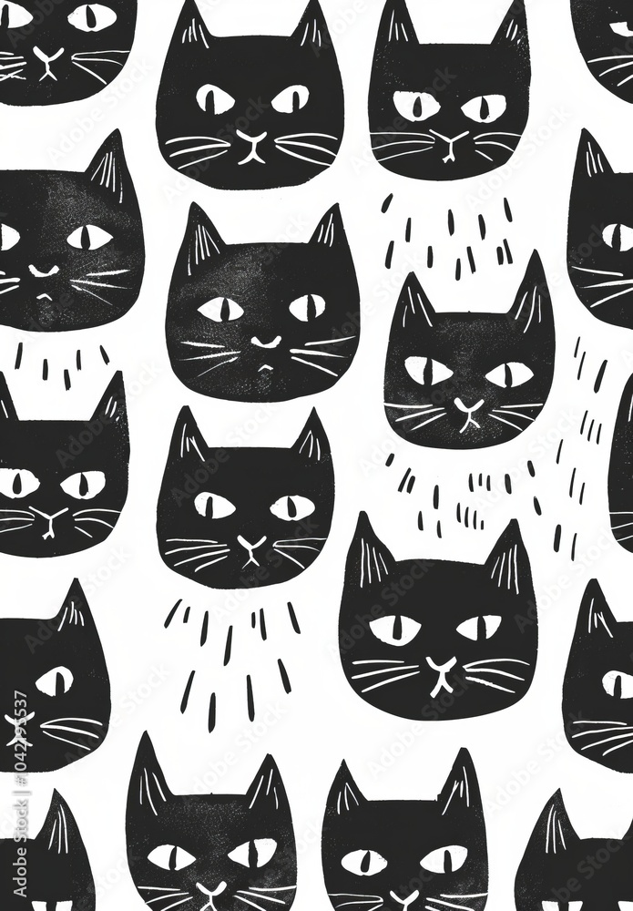 pattern black cats background. pattern black cats background.