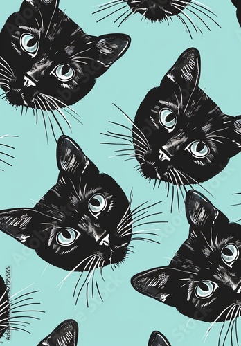 pattern black cats background.