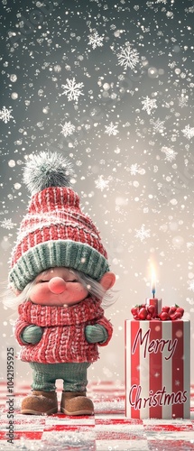 merry christmas decoration with snow in background 