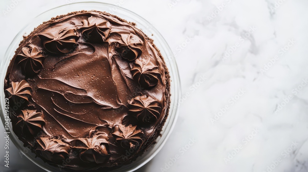 Fototapeta premium A chocolate cake on a creamy white background