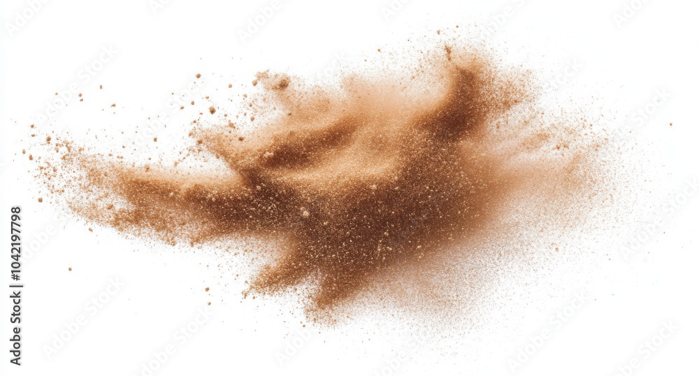 Sand scatter isolated on white background and texture, clipping, top view Sand scatter isolated on white background and texture, clipping, top view