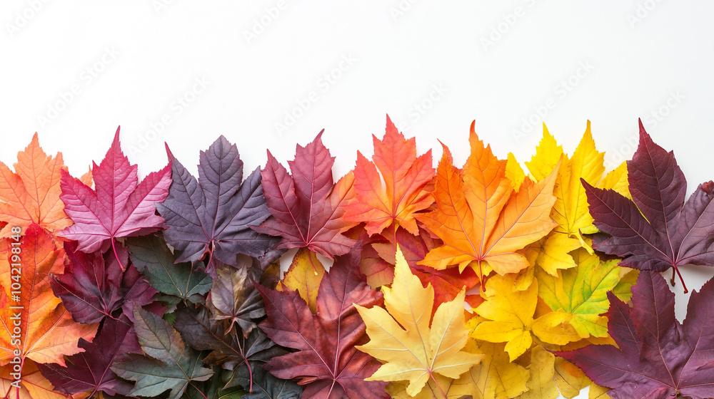 Autumn Leaves Border on White Background Fall Foliage Maple Nature Autumn Leaves Border on White Background Fall Foliage Maple Nature
