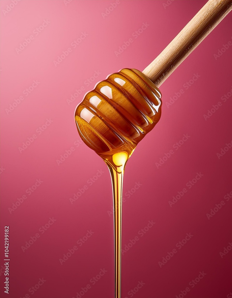 honey dripping from honey dipper stick isolated on pink honey dripping from honey dipper stick isolated on pink