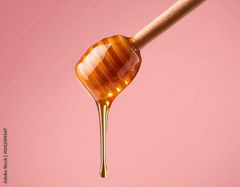 honey dripping from honey dipper stick isolated on pink honey dripping from honey dipper stick isolated on pink