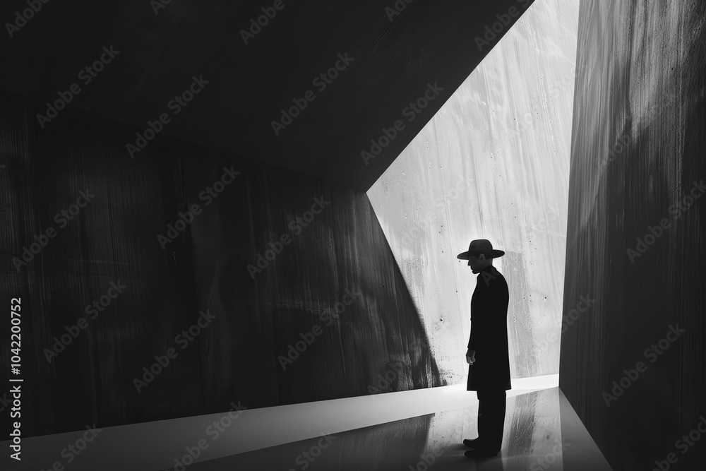 Spy handling a top-secret file in a dimly lit office, deep concentration Spy handling a top-secret file in a dimly lit office, deep concentration