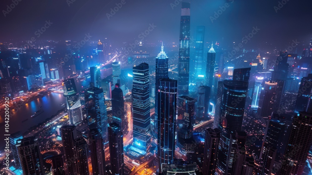 Fototapeta premium Shanghai Skyline Night