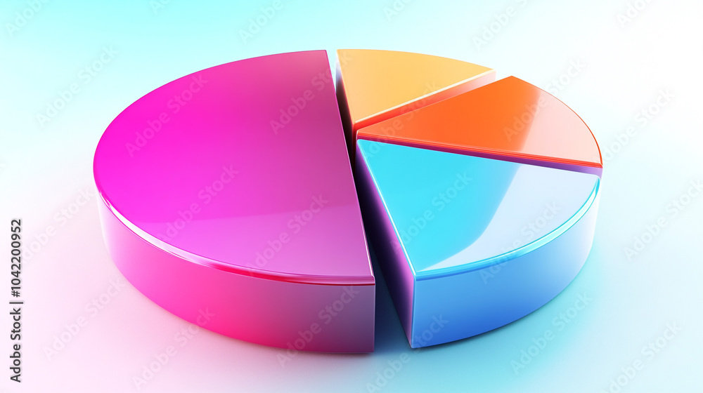 Obraz premium Colorful 3D Pie Chart for Data Visualization Presentation and Business Reports