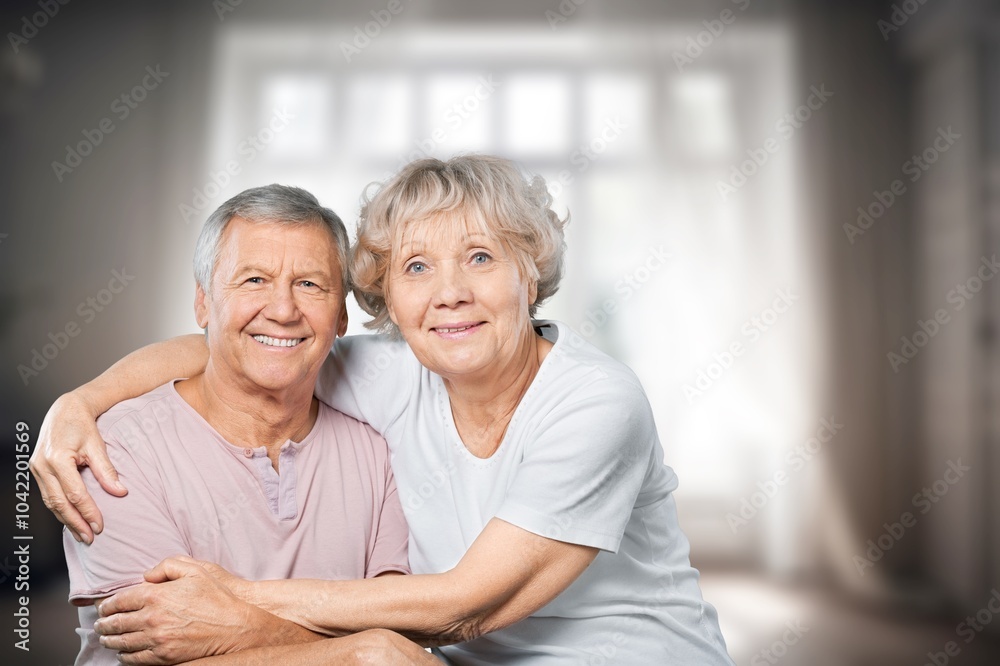 Happy, hug old couple pleased for retirement. Happy, hug old couple pleased for retirement.