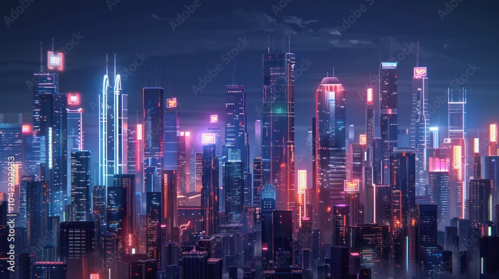 Fototapeta premium Neon Cityscape