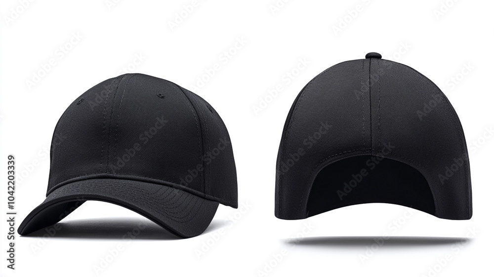 Fototapeta premium Black Baseball Cap Mockup Front and Back View