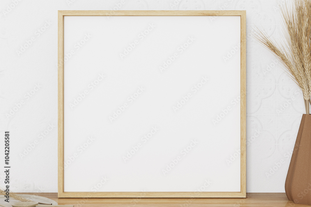 Boho frame mockup, interior mockup, for digital art, 3d render Boho frame mockup, interior mockup, for digital art, 3d render
