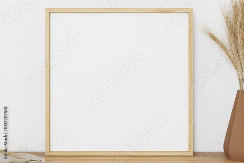 Boho frame mockup, interior mockup, for digital art, 3d render
