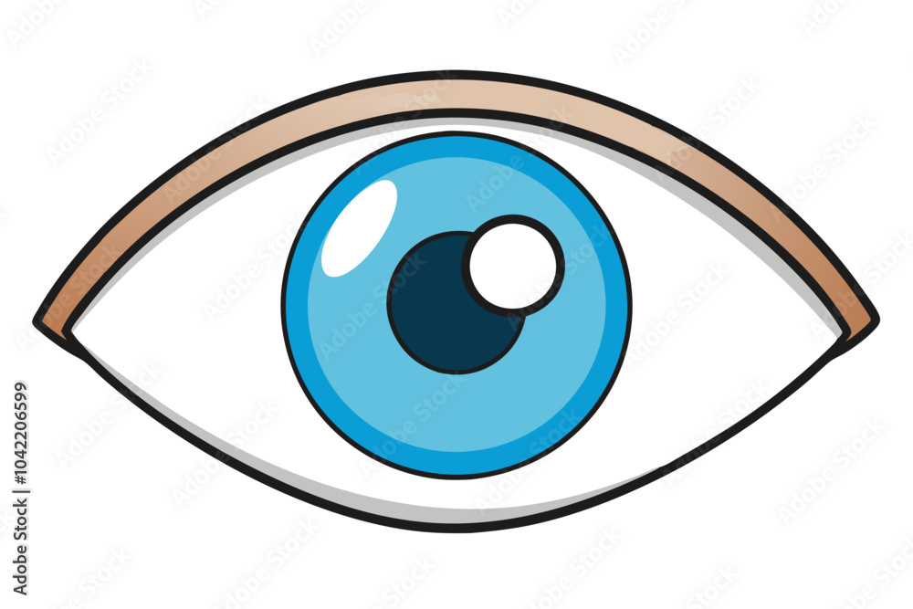 a simple illustration of an eye. It features a blue iris with a black pupil in the center. There is a small white reflection spot on the iris, giving it a shiny appearance a simple illustration of an eye. It features a blue iris with a black pupil in the center. There is a small white reflection spot on the iris, giving it a shiny appearance