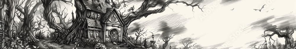 magical old house sketch illustration. magical old house sketch illustration.