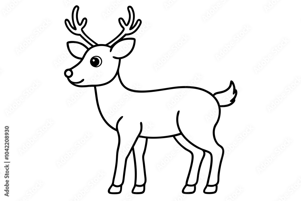 Deer line art vector, Christmas reindeer outline vector illustration Deer line art vector, Christmas reindeer outline vector illustration