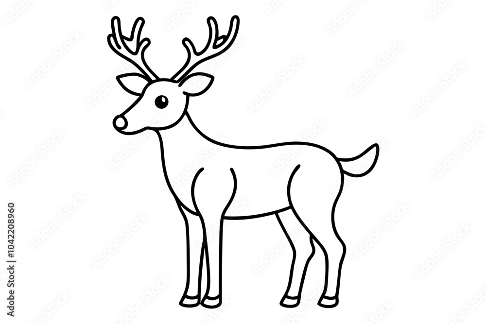 Deer line art vector, Christmas reindeer outline vector illustration Deer line art vector, Christmas reindeer outline vector illustration