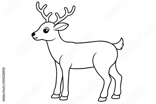 Deer line art vector, Christmas reindeer outline vector illustration