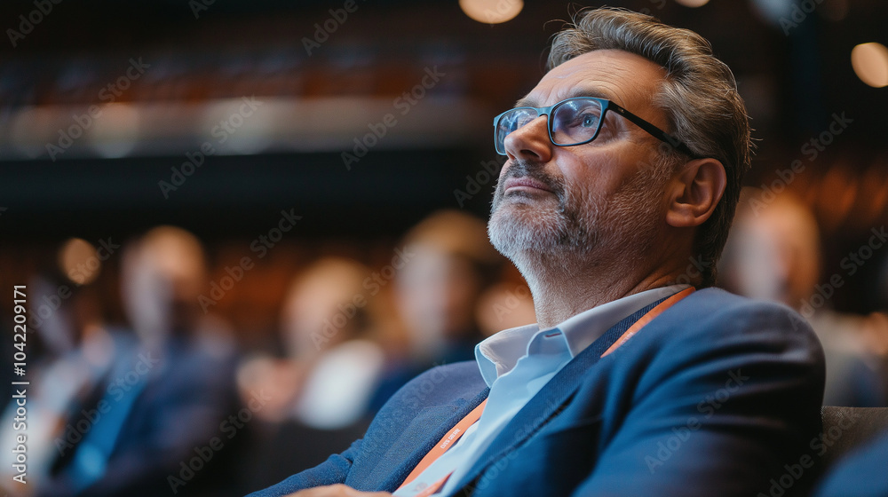 Fototapeta premium Thoughtful Man in Auditorium During Event