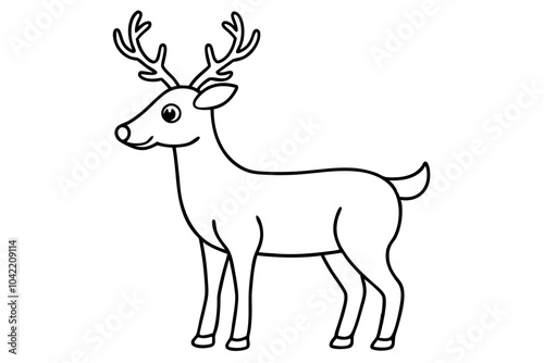 Deer line art vector, Christmas reindeer outline vector illustration