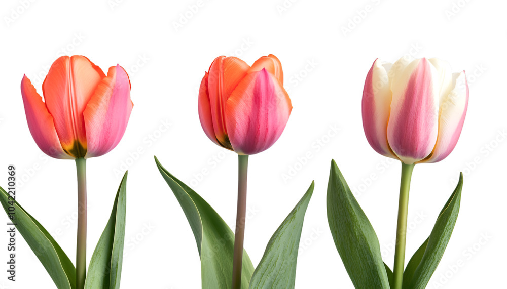 Charming Tulips Surrounded by Lush Green Leaves.
Charming Tulips Surrounded by Lush Green Leaves.