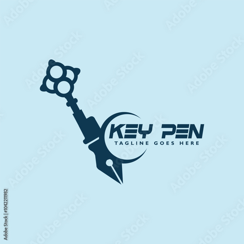 Sleek Design for Two Object Key pen logo photo