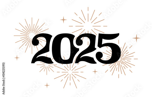 2025 fireworks vector gold logo