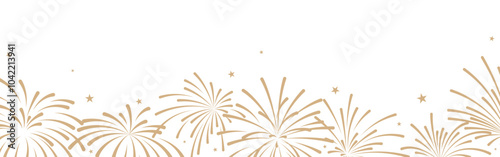 Fireworks banner, celebration border, New Year background