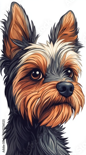 Cute Yorkshire Terrier peeking out with bright eyes and a playful expression ...