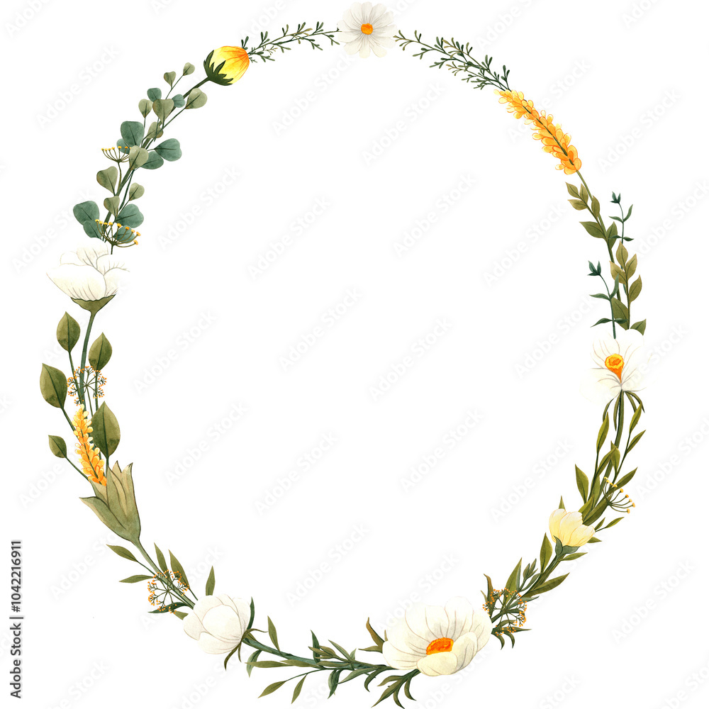 Fototapeta premium Watercolor Brench Wedding Branch Frame Rustic Floral