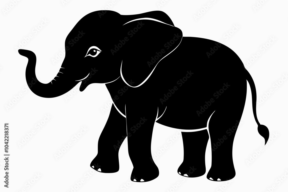 Fototapeta premium Baby elephant silhouette vector, elephant silhouette