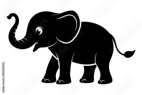 Baby elephant silhouette vector, elephant silhouette