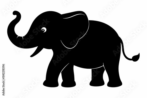 Baby elephant silhouette vector, elephant silhouette