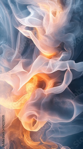 Elegant swirl of colorful fabric gracefully flowing downward in soft light tones