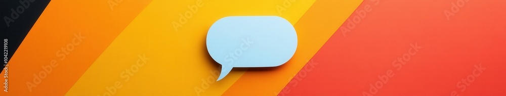 A blank speech bubble on a vibrant background of orange and black colors A blank speech bubble on a vibrant background of orange and black colors