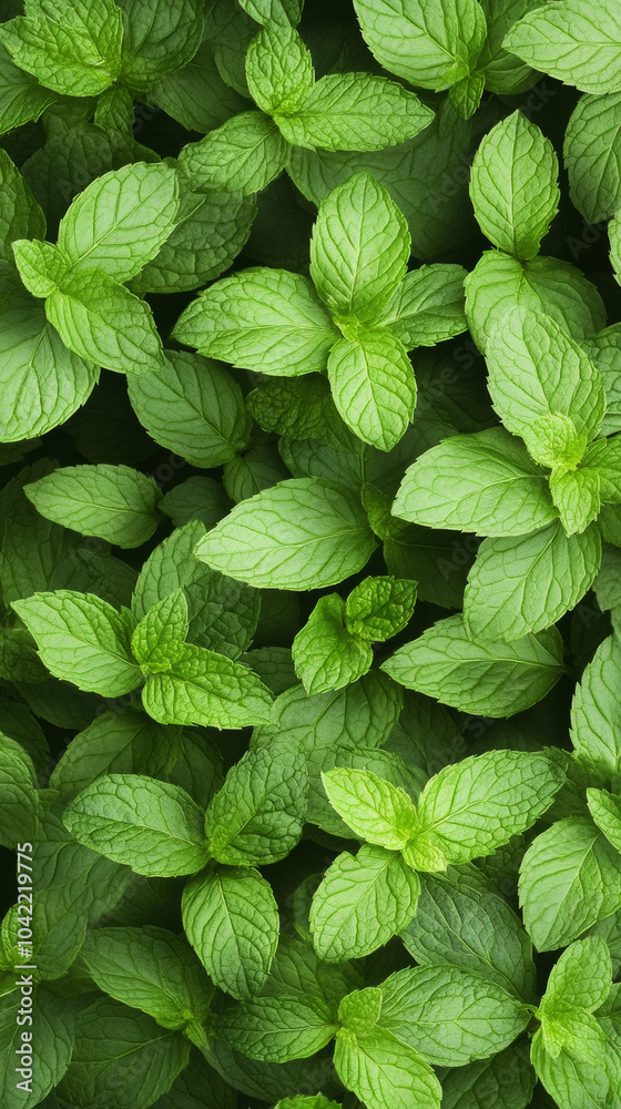 green leaves mint background
