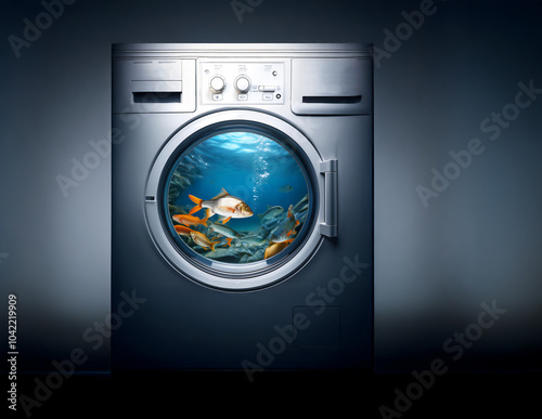 Obraz na płótnie Fische in einem Waschautomaten w salonie
