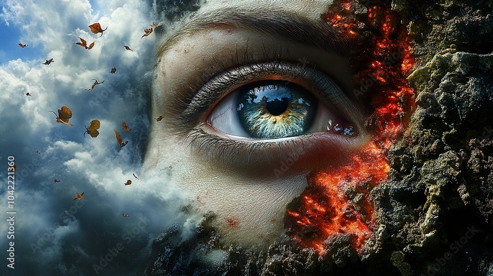 Naklejka premium Surreal Eye: A Journey Through the Mind